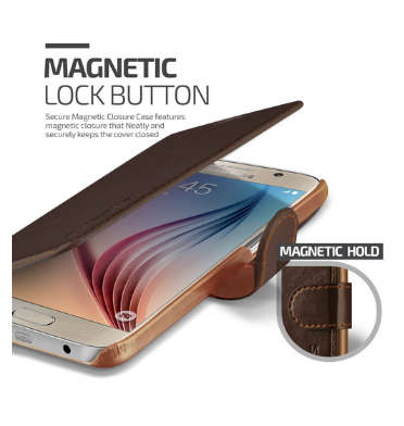 SAMSUNG GALAXY S6 PREMIUM LEATHER WALLET CASE COFFEE BROWN | VERUS