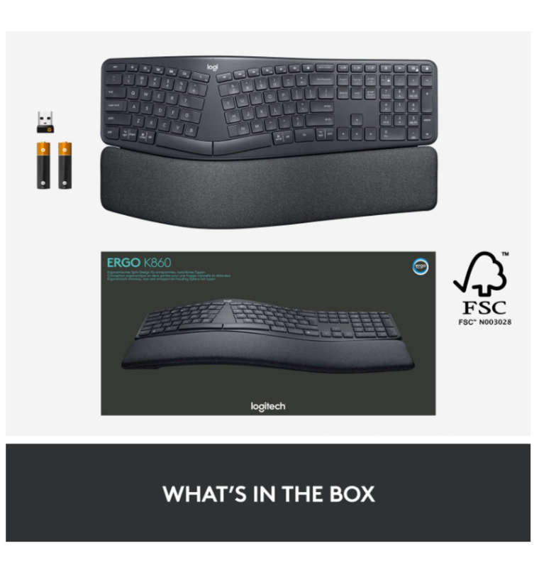LOGITECH ERGO K860 WIRELESS SPLIT ERGONOMIC KEYBOARD