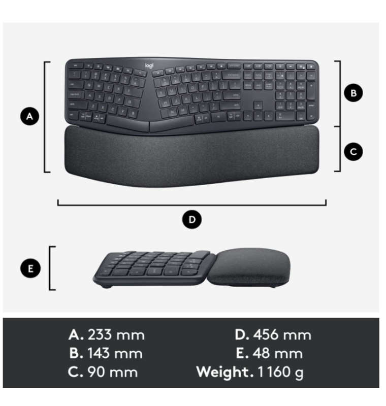LOGITECH ERGO K860 WIRELESS SPLIT ERGONOMIC KEYBOARD