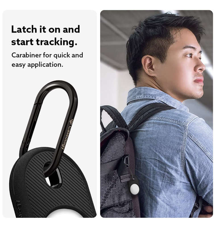 APPLE AIRTAG PREMIUM RUGGED TAG HOLDER CASE MATTE BLACK | CASEOLOGY