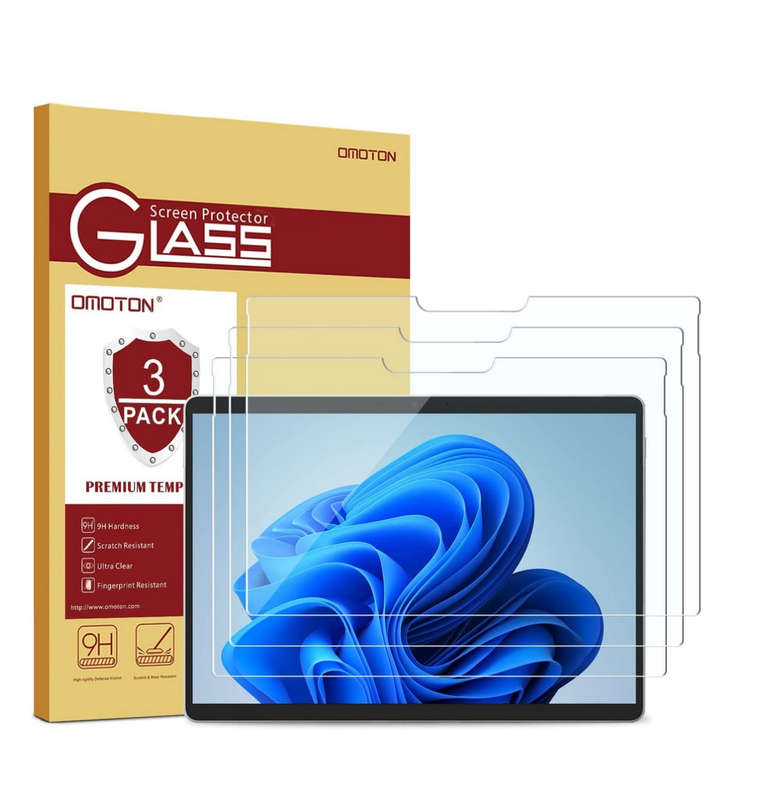 MICROSOFT SURFACE PRO 9/8/X TEMPERED GLASS SCREEN PROTECTOR 3PK | OMOTION
