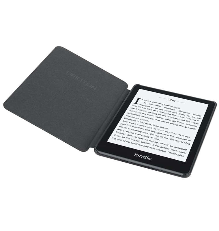 AMAZON KINDLE (2021) PREMIUM SLIM THIN LIGHT PU LEATHER PROTECTIVE FLIP COVER GRAY | OMOTION