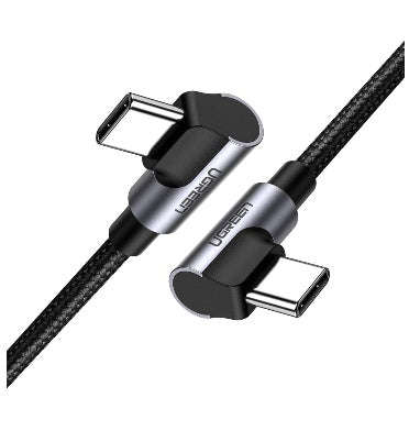 USB-C TO USB-C RIGHT-ANGLED 60W PD FAST CHARGING CABLE 2M BRAIDED BLACK | UGREEN