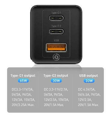 BASEUS 65W GAN USB-C PD FAST CHARGING WALL CHARGER