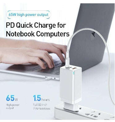 BASEUS 65W GAN USB-C PD FAST CHARGING WALL CHARGER