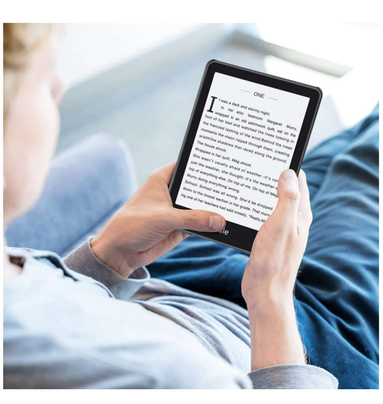 AMAZON KINDLE (2021) PREMIUM SLIM THIN LIGHT PU LEATHER PROTECTIVE FLIP COVER GRAY | OMOTION
