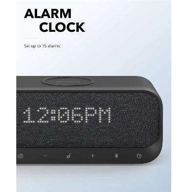 ANKER SOUNDCORE WAKEY BLUETOOTH SPEAKER WITH ALARM CLOCK/RADIO/WHITE NOISE/WIRELESS CHARGER BLACK