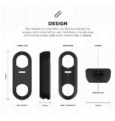 GOOGLE NEST HELLO VIDEO DOORBELL SILICONE PROTECTIVE COVER BLACK