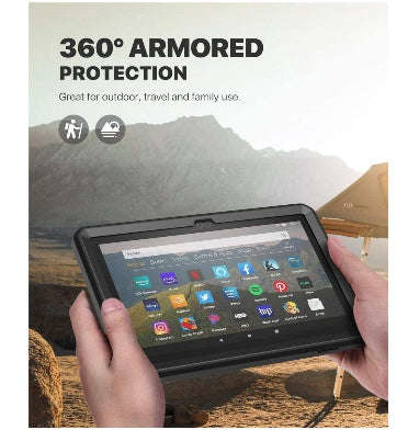 AMAZON FIRE HD 8" PLUS TABLET (2020) FULL BODY RUGGED PROTECTIVE CASE BLACK | MOKO