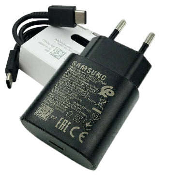 SAMSUNG GALAXY 25W USB-C SUPER FAST CHARGER & CABLE 100CM BLACK & WIRELESS CHARGER