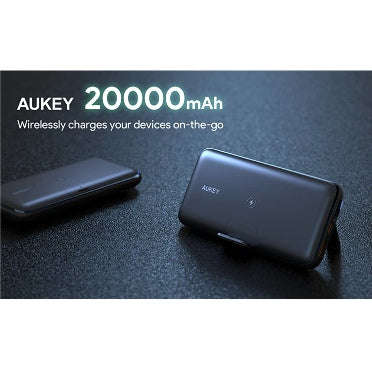 AUKEY USB-C 20000mAh WIRELESS QC3.0 18W PD POWERBANK WITH FOLDABLE STAND
