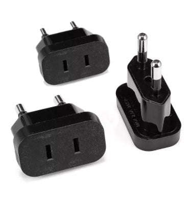 US/EU SLIMLINE 2PIN ADAPTOR PLUG BLACK 3PK