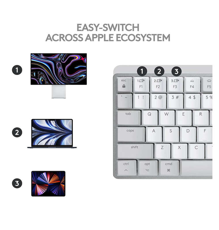 LOGITECH MX MECHANICAL MINI WIRELESS KEYBOARD TACTILE/QUIET MAC EDITION PALE GRAY