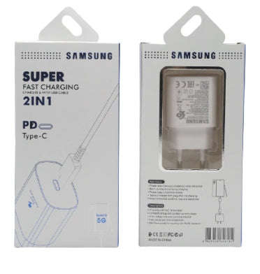 SAMSUNG GALAXY 25W USB-C SUPER FAST CHARGER & CABLE 100CM RETAIL PACKAGE WHITE