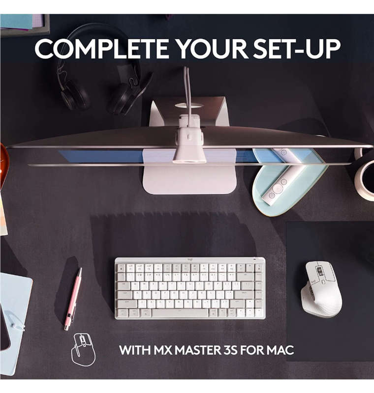 LOGITECH MX MECHANICAL MINI WIRELESS KEYBOARD TACTILE/QUIET MAC EDITION PALE GRAY