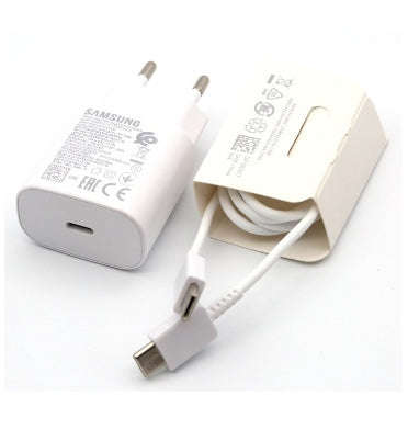 SAMSUNG GALAXY 25W USB-C SUPER FAST CHARGER & CABLE 100CM RETAIL PACKAGE WHITE