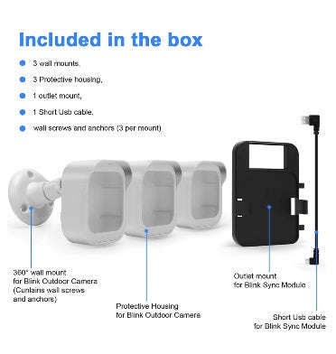 BLINK XT3 CAMERA WALL MOUNT PROTECTIVE COVER & BRACKET WHITE 3PK