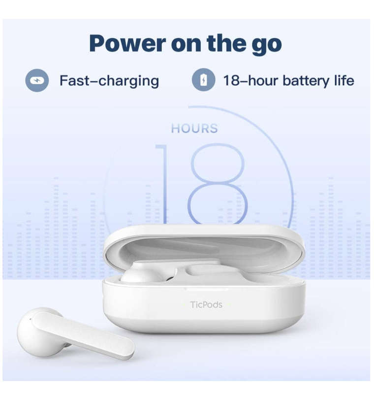 TICPODS FREE WIRELESS BLUETOOTH EARBUDS ICE WHITE