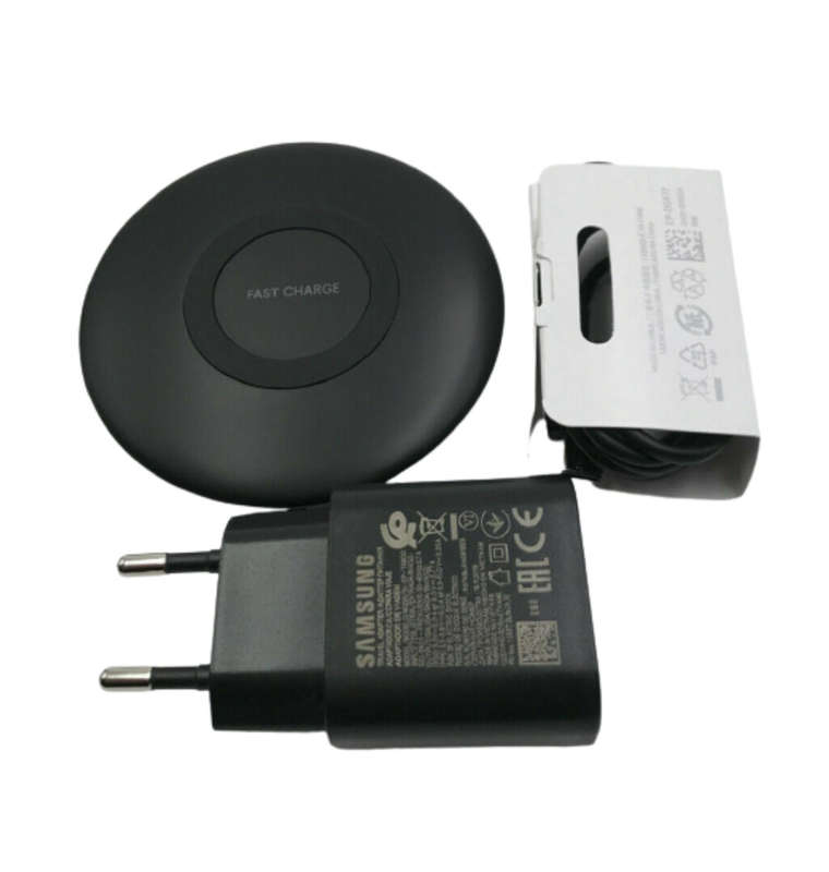 SAMSUNG GALAXY 25W USB-C SUPER FAST CHARGER & CABLE 100CM BLACK & WIRELESS CHARGER