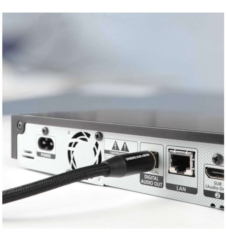 UNBREAKCABLE DIGITAL OPTICAL AUDIO DOUBLE NYLON BRAIDED CABLE 3M