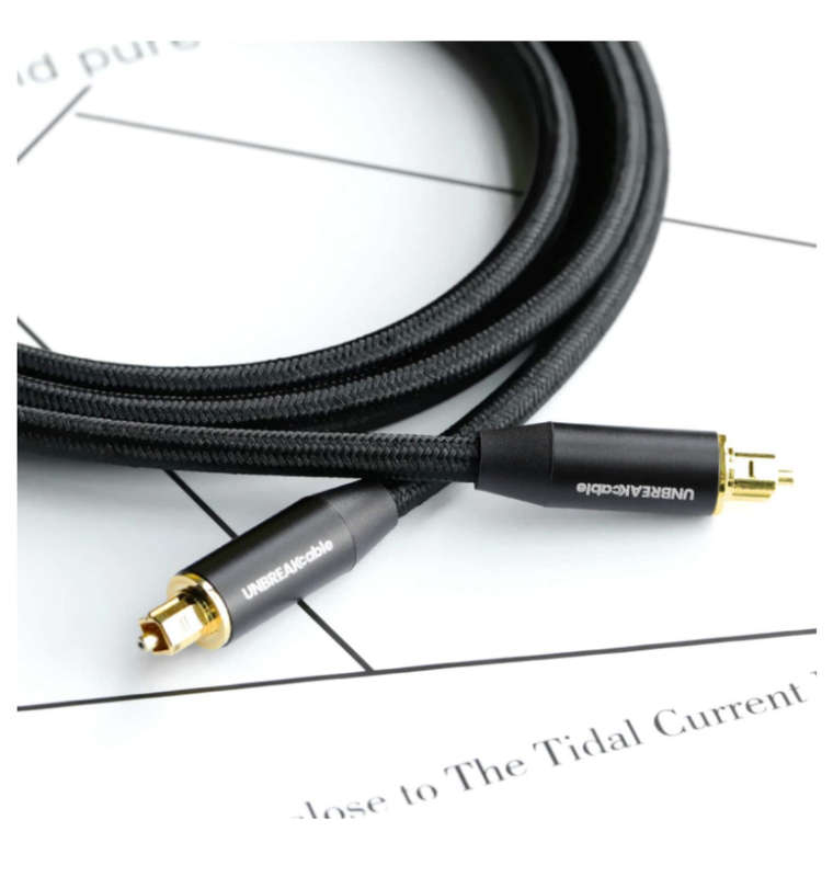 UNBREAKCABLE DIGITAL OPTICAL AUDIO DOUBLE NYLON BRAIDED CABLE 3M