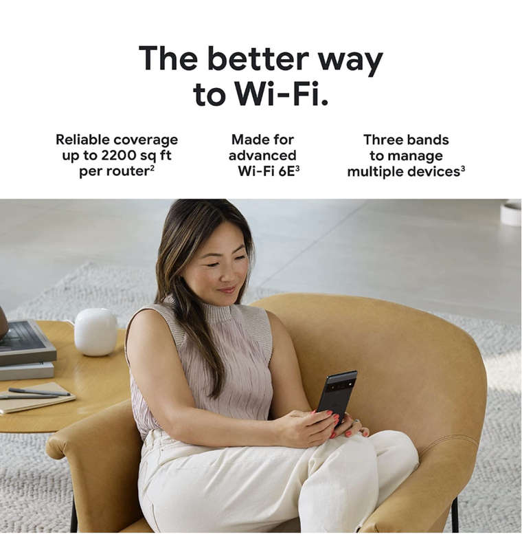 GOOGLE NEST WI-FI PRO 6E MESH ROUTER SNOW (2022)