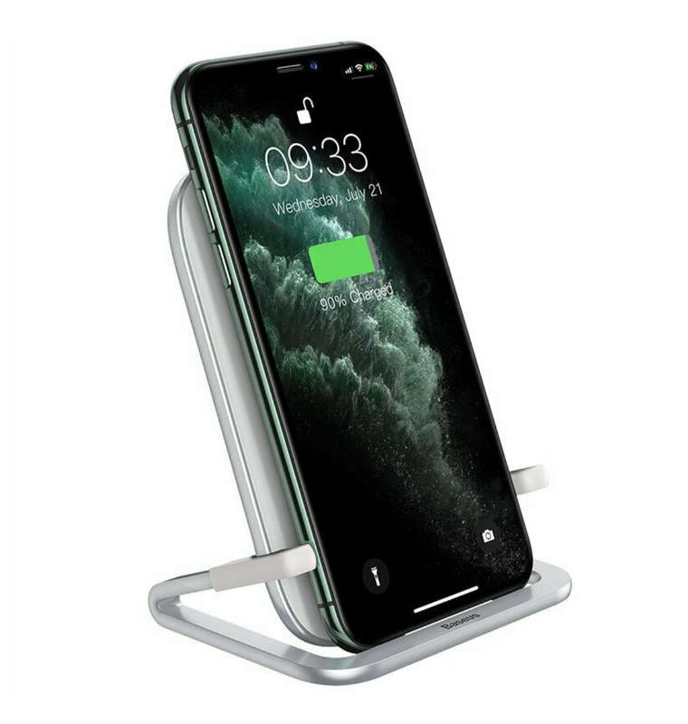 BASEUS 15W QI FAST CHARGING WIRELESS CHARGER STAND WHITE