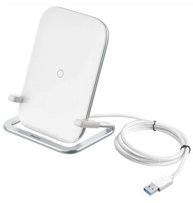 BASEUS 15W QI FAST CHARGING WIRELESS CHARGER STAND WHITE