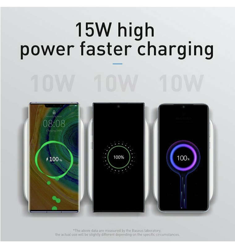 BASEUS 15W QI FAST CHARGING WIRELESS CHARGER STAND WHITE
