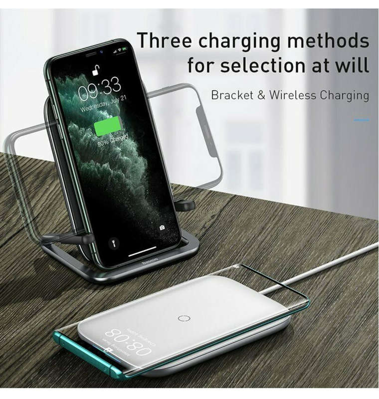 BASEUS 15W QI FAST CHARGING WIRELESS CHARGER STAND WHITE