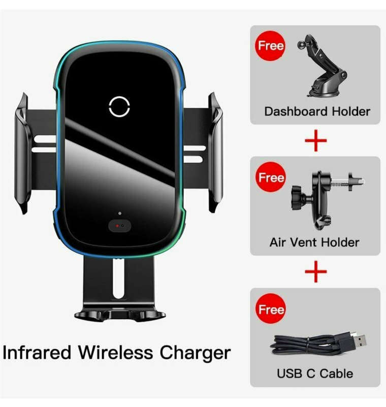 BASEUS 15W WIRELESS CAR CHARGER VENT/DASH MOUNT WITH IR SENSOR