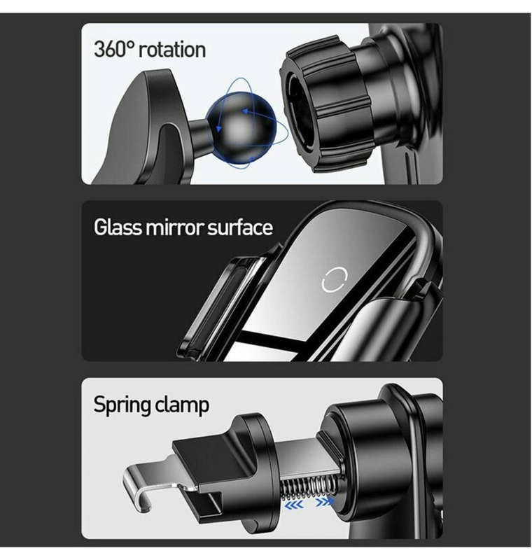 BASEUS 15W WIRELESS CAR CHARGER VENT/DASH MOUNT WITH IR SENSOR