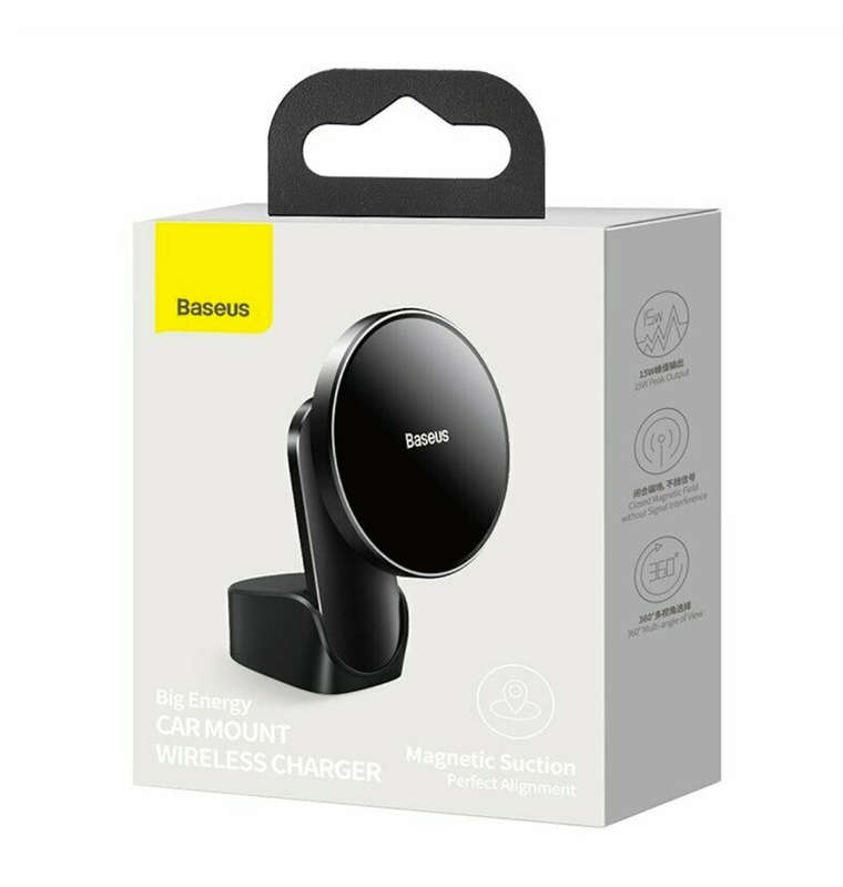 BASEUS 15W WIRELESS MAGNETIC CAR CHARGER VENT/DASH MOUNT FOR IPHONE 12 SERIES