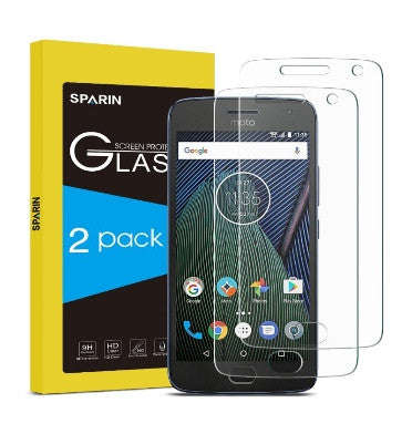 MOTO G PLUS 5TH GEN PREMIUM TEMPERED GLASS SCREEN PROTECTOR 9H 2PK | SPARIN