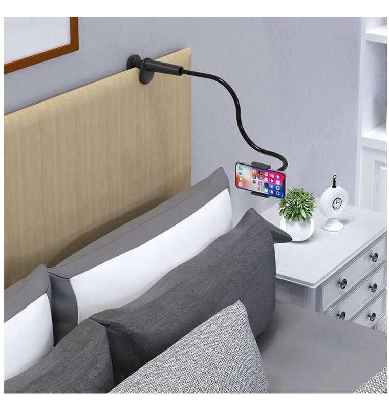 GOOSENECK FLEXIBLE ARM PHONE MOUNT WITH ADJUSTABLE CLAMP BLACK | SHAWE
