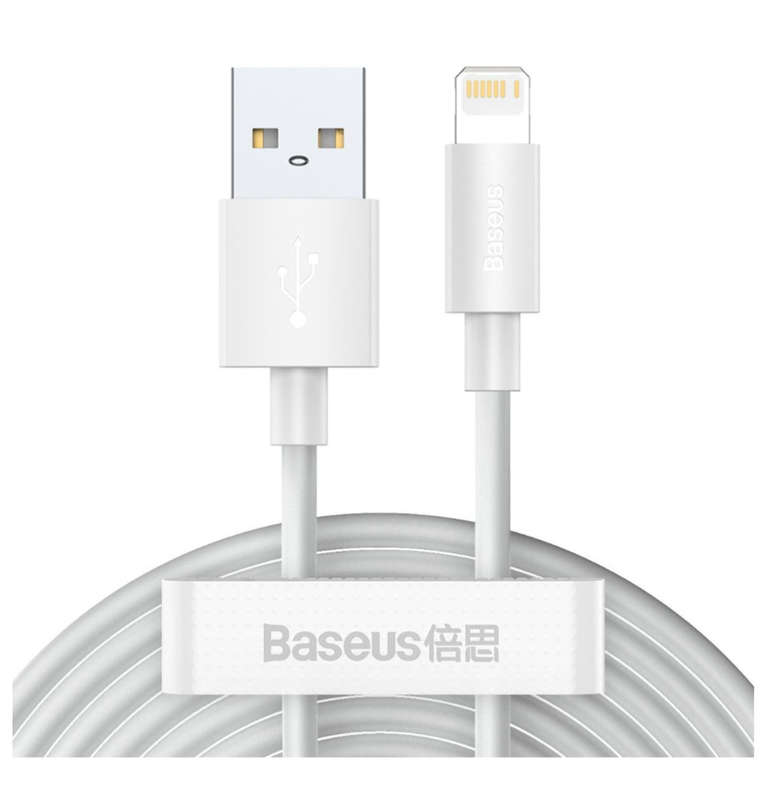 BASEUS USB/IPHONE DATA CABLE KIT 150CM WHITE 2PK