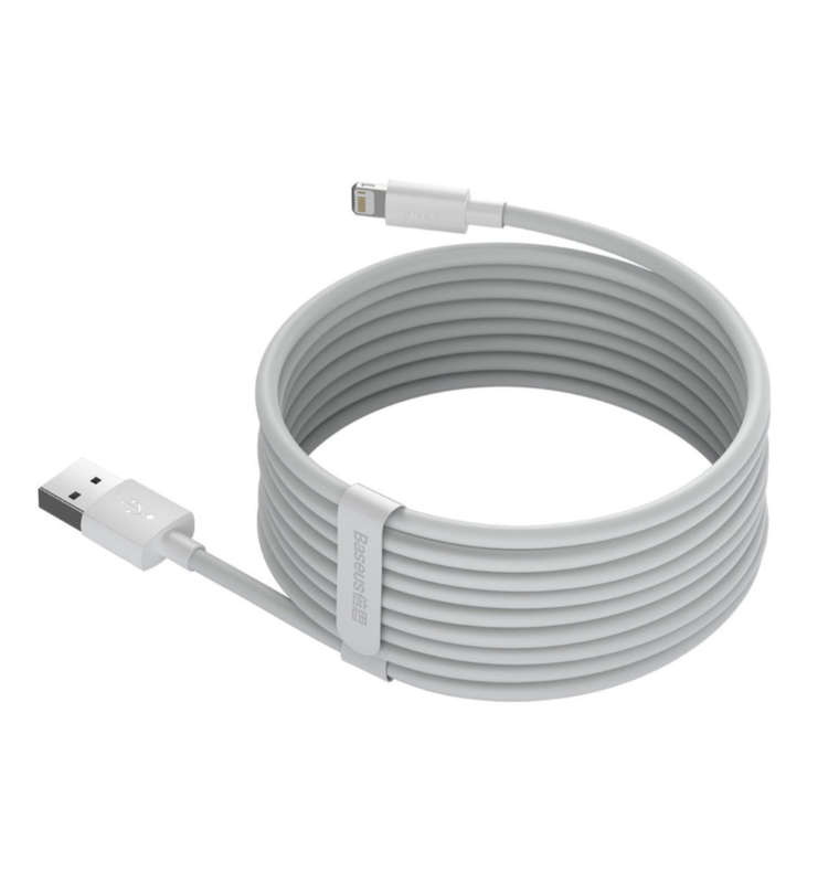 BASEUS USB/IPHONE DATA CABLE KIT 150CM WHITE 2PK