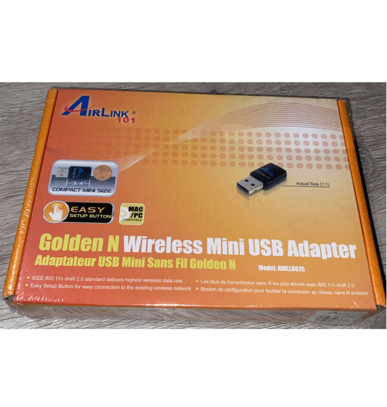 AIRLINK 101 GOLDEN N WIRELESS MINI USB ADAPTER OPEN BOX