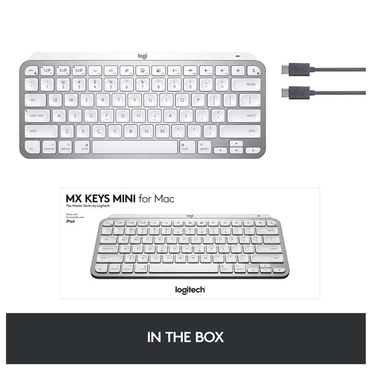 LOGITECH MX KEYS MINI FOR MAC WIRELESS KEYBOARD PALE GRAY