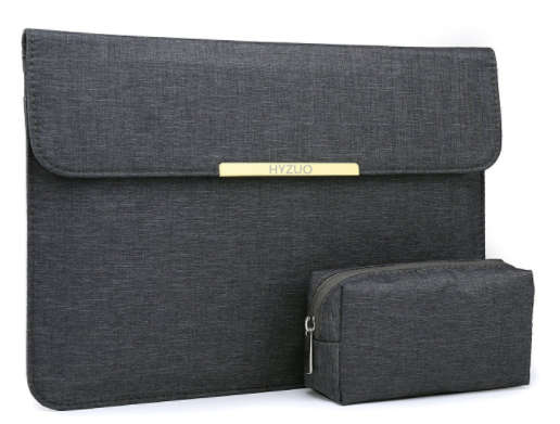 HYZUO 13" LAPTOP PROTECTIVE SLEEVE CASE WITH CARRY BAG CHIFFON FABRIC DARK GRAY