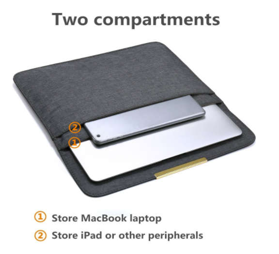 HYZUO 13" LAPTOP PROTECTIVE SLEEVE CASE WITH CARRY BAG CHIFFON FABRIC DARK GRAY