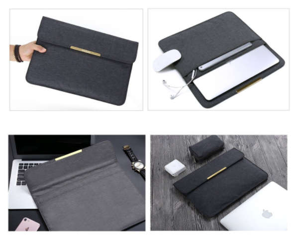 HYZUO 13" LAPTOP PROTECTIVE SLEEVE CASE WITH CARRY BAG CHIFFON FABRIC DARK GRAY
