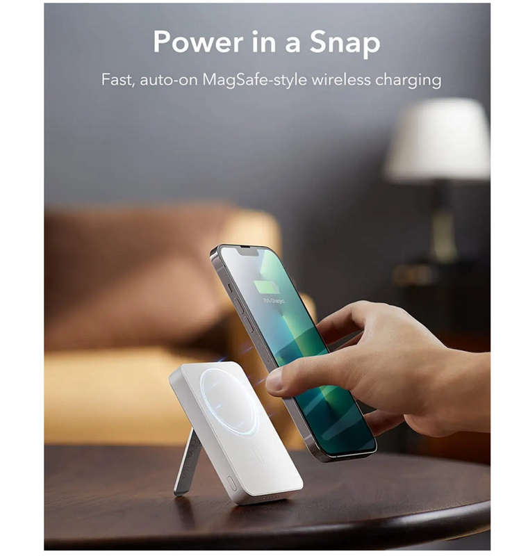 HALOLOCK MINI MAGSAFE KICKSTAND WIRELESS 5000MAH POWER BANK WHITE | ESR