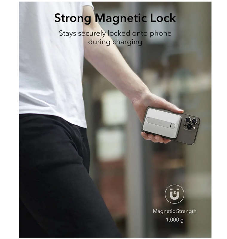 HALOLOCK MINI MAGSAFE KICKSTAND WIRELESS 5000MAH POWER BANK WHITE | ESR