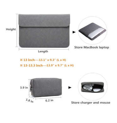HYZUO 13" LAPTOP PROTECTIVE SLEEVE CASE WITH CARRY BAG SUEDE MATTE GRAY