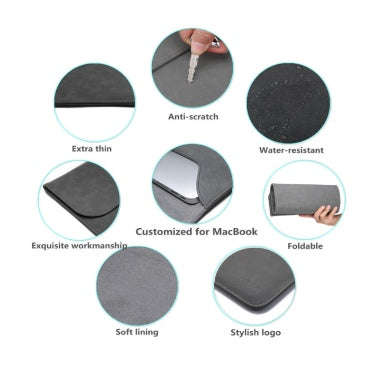 HYZUO 13" LAPTOP PROTECTIVE SLEEVE CASE WITH CARRY BAG SUEDE MATTE GRAY