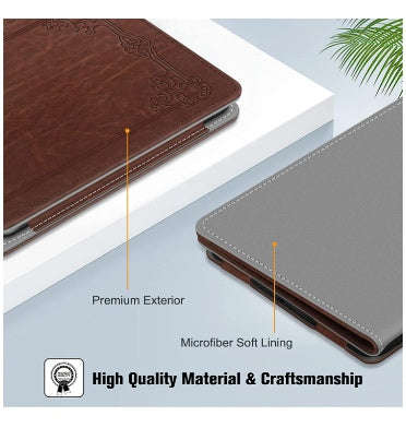 AMAZON KINDLE 6.8" (2021) PREMIUM PROTECTIVE LEATHER FOLIO FLIP COVER VINTAGE BROWN | FINTIE