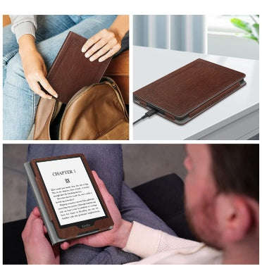 AMAZON KINDLE 6.8" (2021) PREMIUM PROTECTIVE LEATHER FOLIO FLIP COVER VINTAGE BROWN | FINTIE