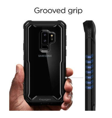 SAMSUNG GALAXY S9+ PREMIUM HYBRID ARMOR 360 CASE WITH TEMPERED GLASS PROTECTOR BLACK | SPIGEN