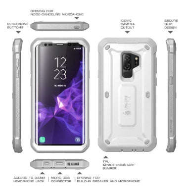 SAMSUNG GALAXY S9+ FULL BODY RUGGED PROTECTIVE CASE WITH SCREEN PROTECTOR WHITE | SUPCASE